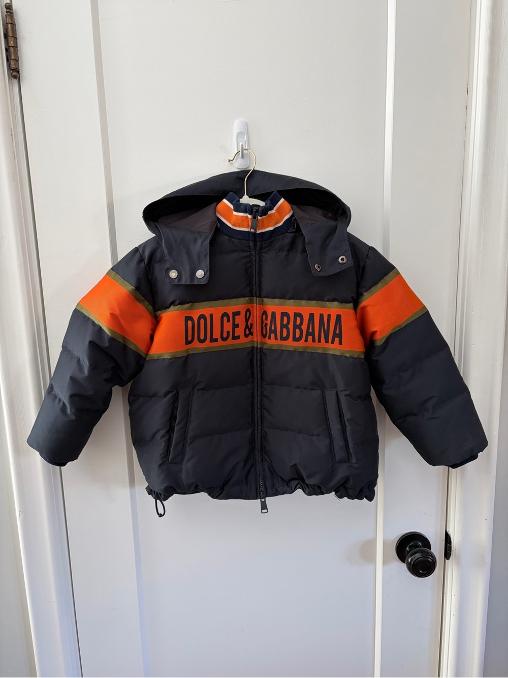 Dolce & Gabbana Kids Black & Orange Puffer Jacket